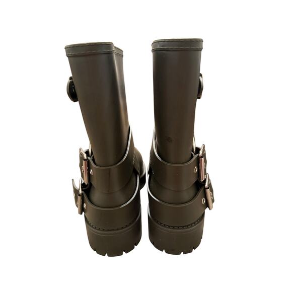 Jeffrey Campbell Women's Green Buckle Ankle Controller Moto Rain Boots Size 9 - Picture 4 of 10